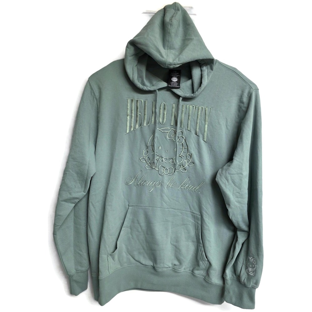 Hello Kitty Sanrio Always Be Kind Sage Green Hoodie Mens XL Bioworld SIL-34706